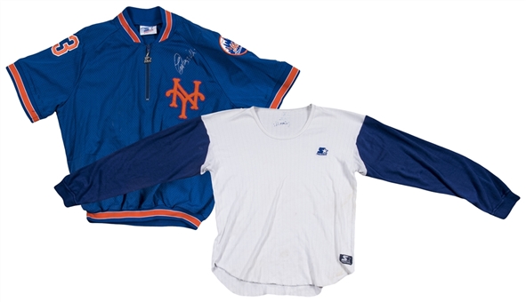 Lot of (2) Lee Mazzilli Game Used & Signed New York Mets Jacket & Undershirt (JSA)
